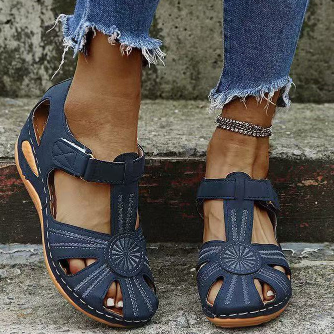 Comfortable Roman Wedge Sandals with Closed Toe 🔥 – Lightweight, Breathable, Pain-Free All Day