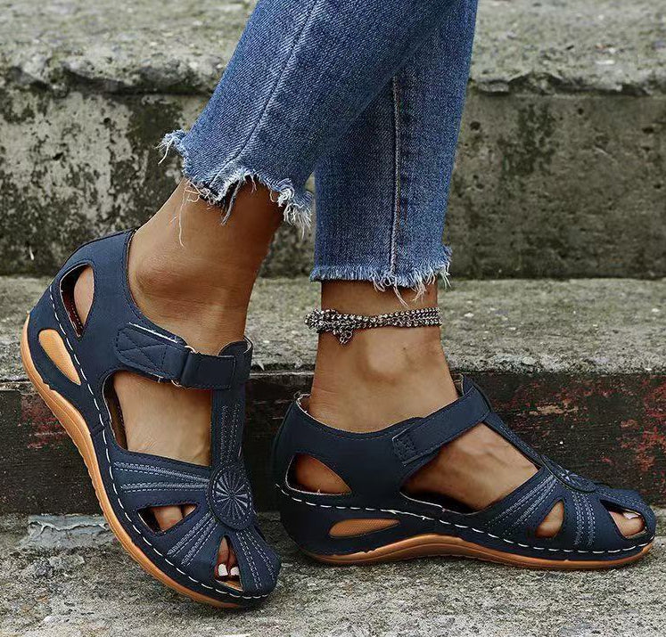 Comfortable Roman Wedge Sandals with Closed Toe 🔥 – Lightweight, Breathable, Pain-Free All Day