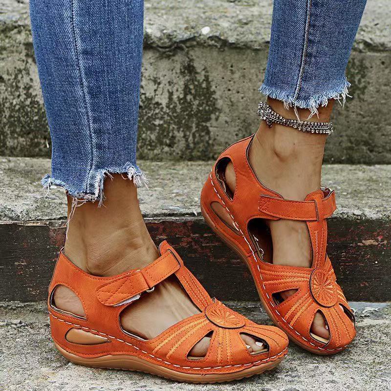 Comfortable Roman Wedge Sandals with Closed Toe 🔥 – Lightweight, Breathable, Pain-Free All Day