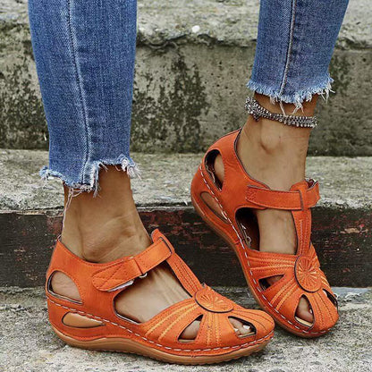 Comfortable Roman Wedge Sandals with Closed Toe 🔥 – Lightweight, Breathable, Pain-Free All Day