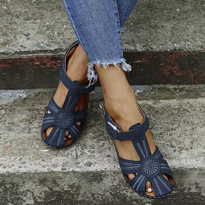 Comfortable Roman Wedge Sandals with Closed Toe 🔥 – Lightweight, Breathable, Pain-Free All Day