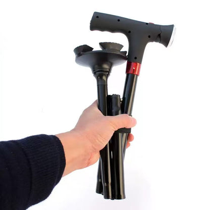 Multifunctional foldable walking stick made of stainless steel, specially designed for seniors aged 70 and above!