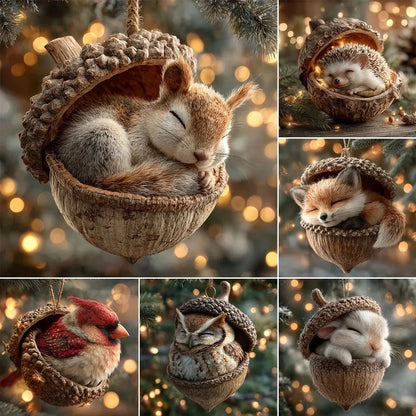 🎁❤️ “Animales del Bosque – Adornos de Bellota para una Navidad Acogedora en el Bosque”