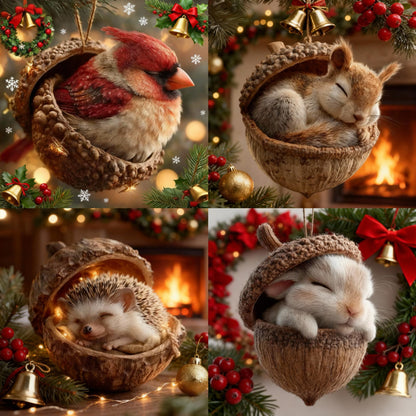🎁❤️ “Animales del Bosque – Adornos de Bellota para una Navidad Acogedora en el Bosque”