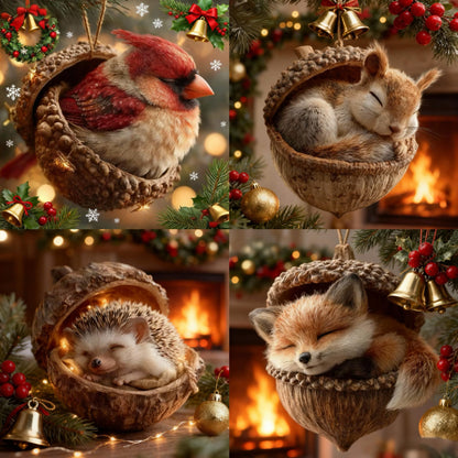🎁❤️ “Animales del Bosque – Adornos de Bellota para una Navidad Acogedora en el Bosque”