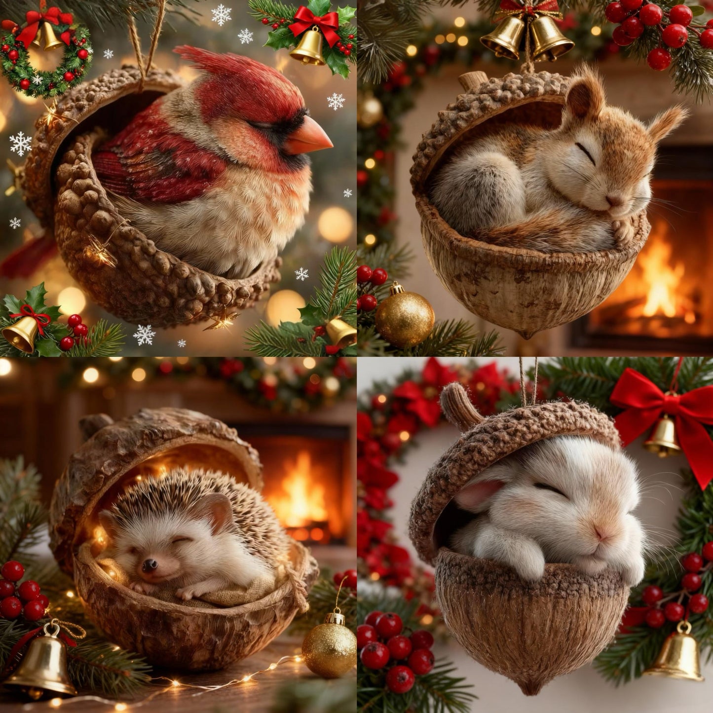🎁❤️ “Animales del Bosque – Adornos de Bellota para una Navidad Acogedora en el Bosque”