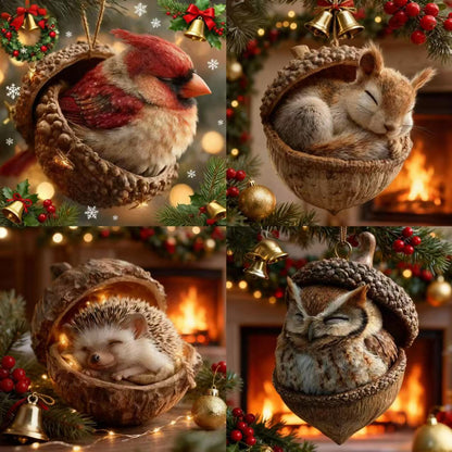 🎁❤️ “Animales del Bosque – Adornos de Bellota para una Navidad Acogedora en el Bosque”