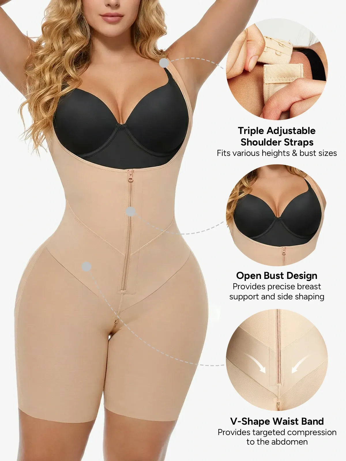 U Shaped Faja Tummy Control Butt Lift Mid-Thigh Bodysuit