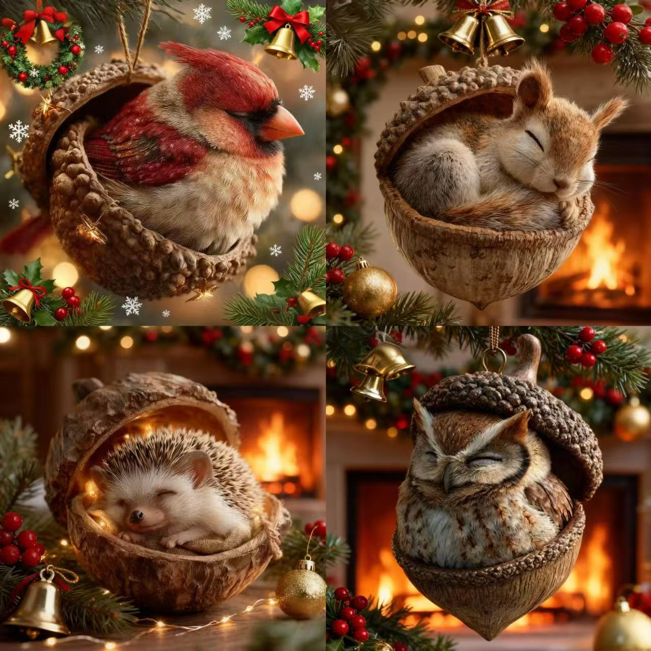 🎁❤️ “Animales del Bosque – Adornos de Bellota para una Navidad Acogedora en el Bosque”