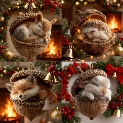 🎁❤️ “Animales del Bosque – Adornos de Bellota para una Navidad Acogedora en el Bosque”