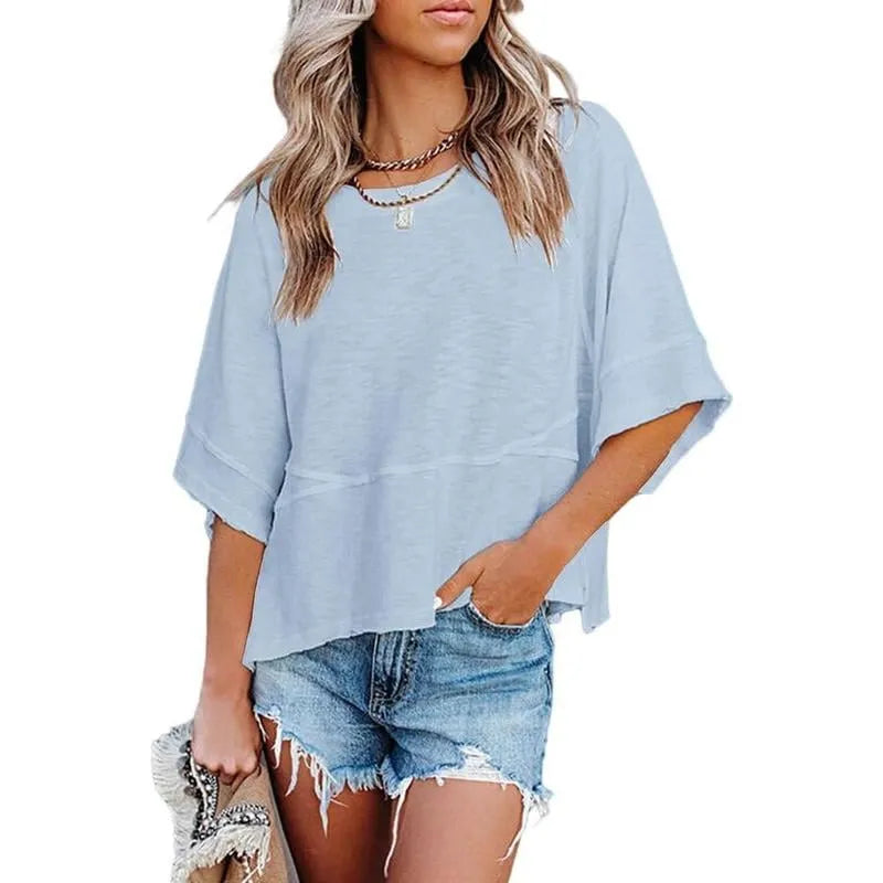 Women’s 3/4 Batwing Sleeve T-Shirt — Soft crewneck flowy top for work, travel, and everyday wear — Limited-time 50% off 💥⏳✨