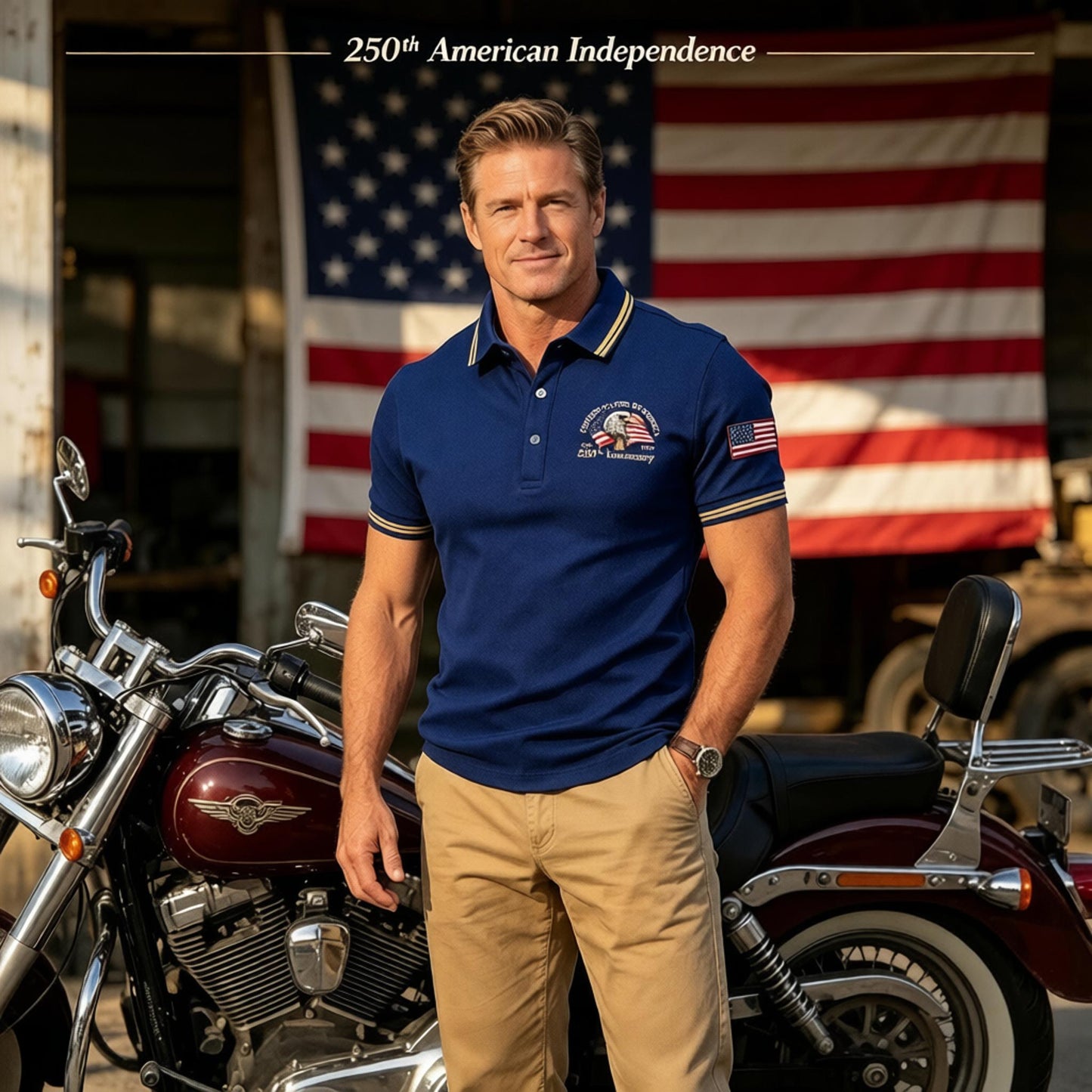 USA 250th Anniversary Eagle Polo – Wear the American Legacy!