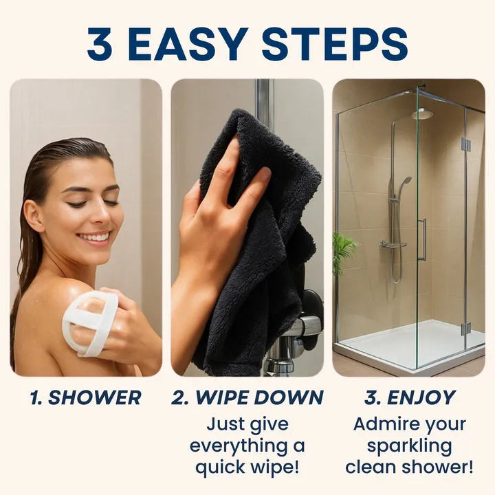 ✨Comvella ClearWipe Pro XXL Microfiber Cloth (24×16") — Effortlessly cleans shower glass, hard water stains, and mirrors without chemicals, leaving a streak-free shine (3-Pack). 🔥Limited Time 50% Off.
