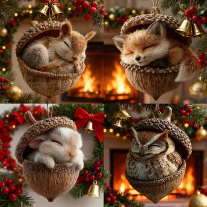 🎁❤️ “Animales del Bosque – Adornos de Bellota para una Navidad Acogedora en el Bosque”