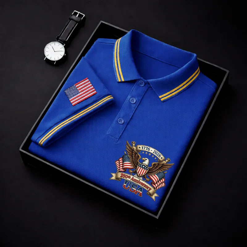 👕 2026 America 250th Anniversary Eagle Polo Shirt – Comfortable Breathable Summer Polo for Men 🇺🇸