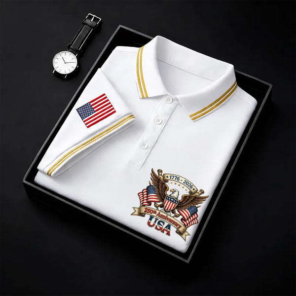 👕 2026 America 250th Anniversary Eagle Polo Shirt – Comfortable Breathable Summer Polo for Men 🇺🇸