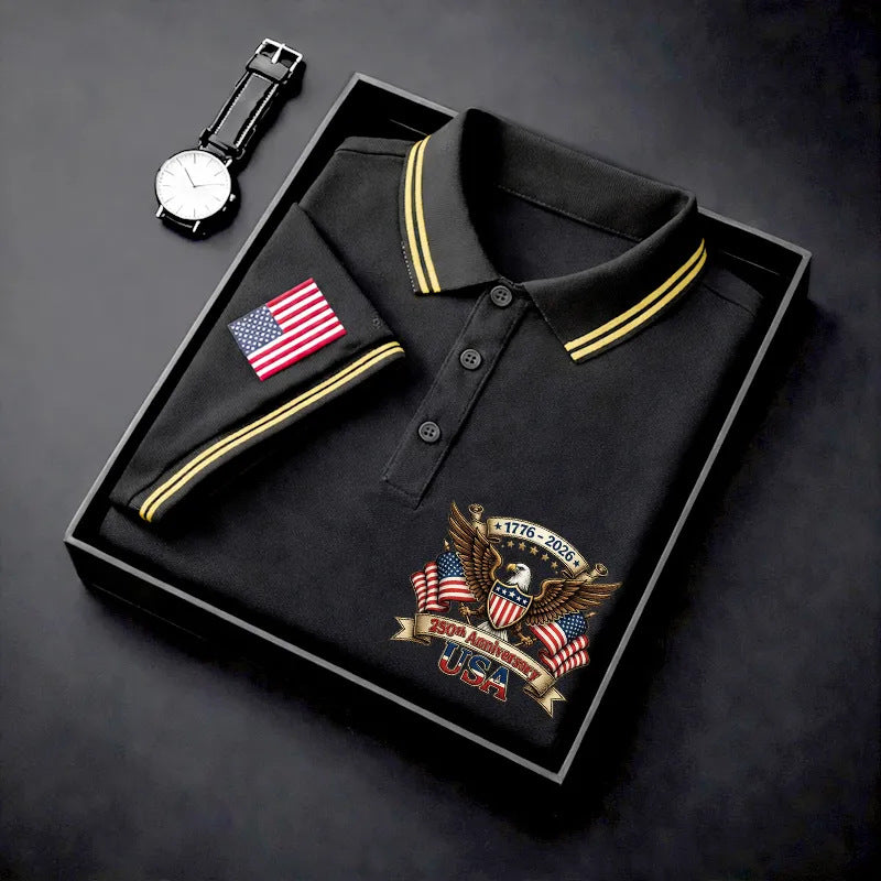 👕 2026 America 250th Anniversary Eagle Polo Shirt – Comfortable Breathable Summer Polo for Men 🇺🇸