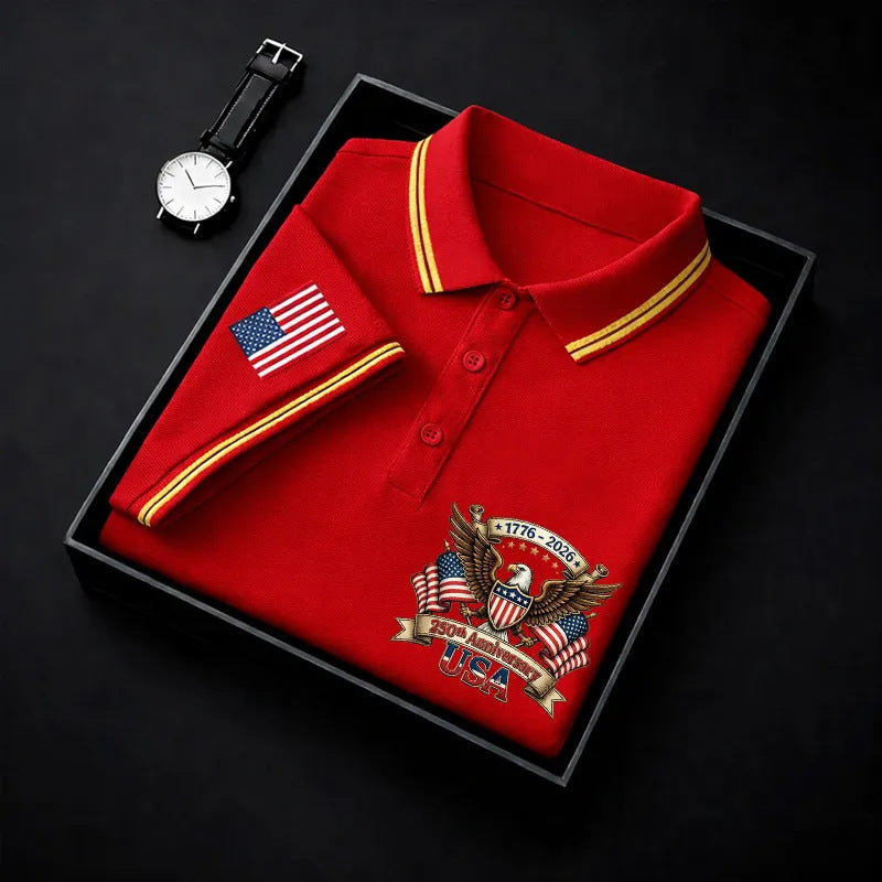 👕 2026 America 250th Anniversary Eagle Polo Shirt – Comfortable Breathable Summer Polo for Men 🇺🇸