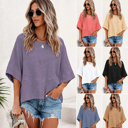 Women’s 3/4 Batwing Sleeve T-Shirt — Soft crewneck flowy top for work, travel, and everyday wear — Limited-time 50% off 💥⏳✨