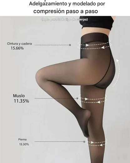Leggings Translúcidos Forrados con Forro de Forro Polar💃