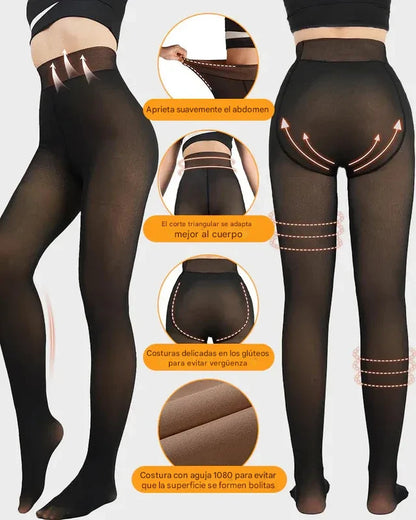 Leggings Translúcidos Forrados con Forro de Forro Polar💃