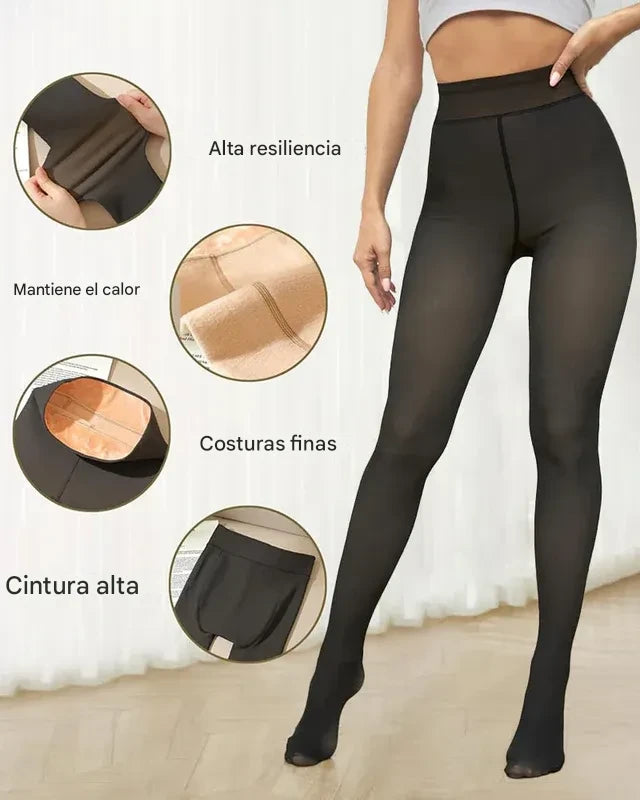 Leggings Translúcidos Forrados con Forro de Forro Polar💃