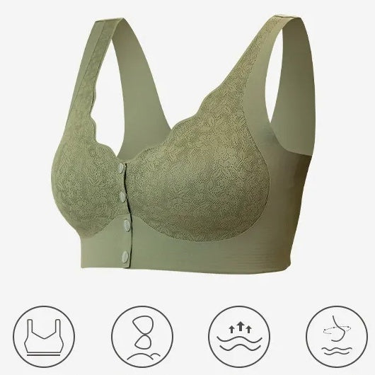 Comfortable Front Closure Bra for Mature Women – Wire-Free, Soft Support Sports Bra