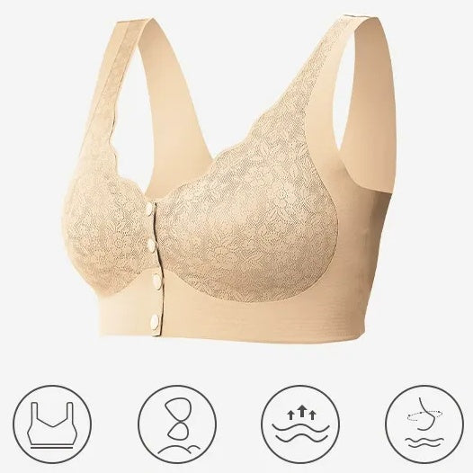 Comfortable Front Closure Bra for Mature Women – Wire-Free, Soft Support Sports Bra