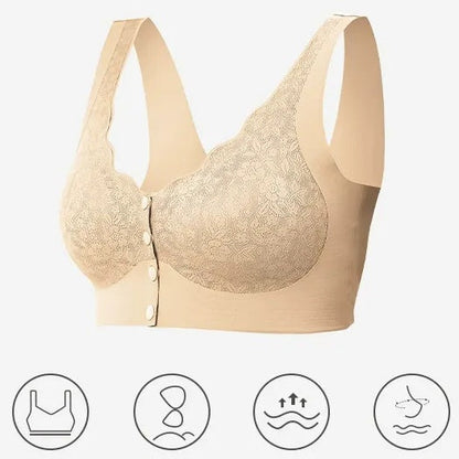 Comfortable Front Closure Bra for Mature Women – Wire-Free, Soft Support Sports Bra
