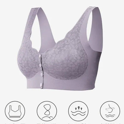 Comfortable Front Closure Bra for Mature Women – Wire-Free, Soft Support Sports Bra