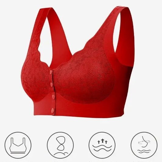 Comfortable Front Closure Bra for Mature Women – Wire-Free, Soft Support Sports Bra