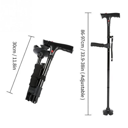 Multifunctional foldable walking stick made of stainless steel, specially designed for seniors aged 70 and above!