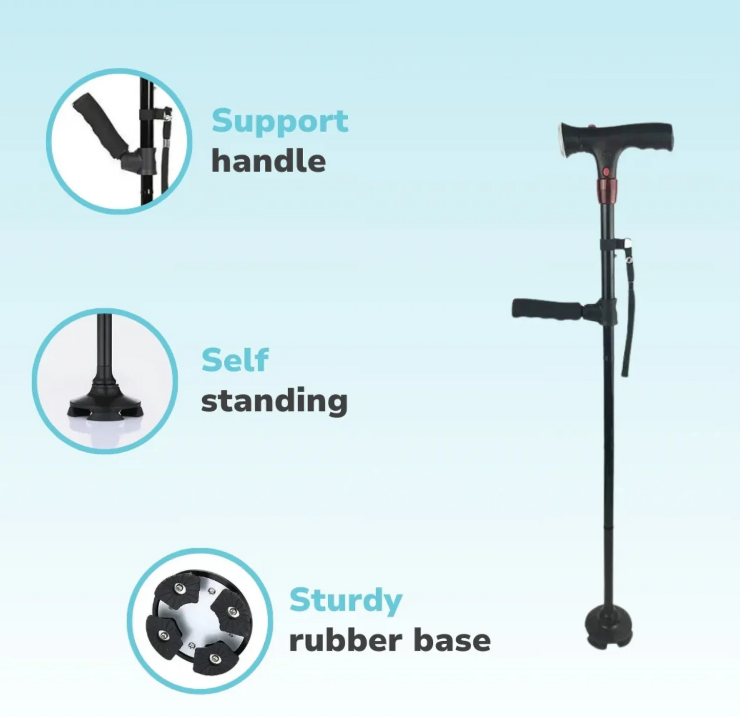 Multifunctional foldable walking stick made of stainless steel, specially designed for seniors aged 70 and above!