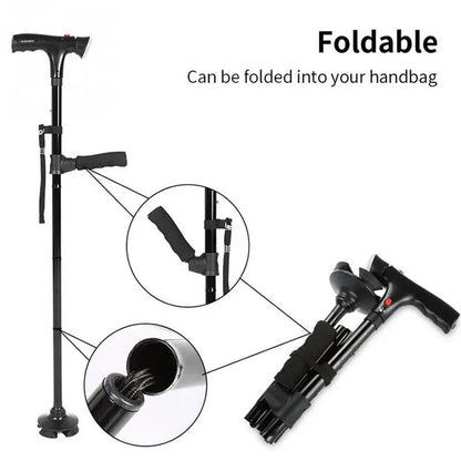 Multifunctional foldable walking stick made of stainless steel, specially designed for seniors aged 70 and above!