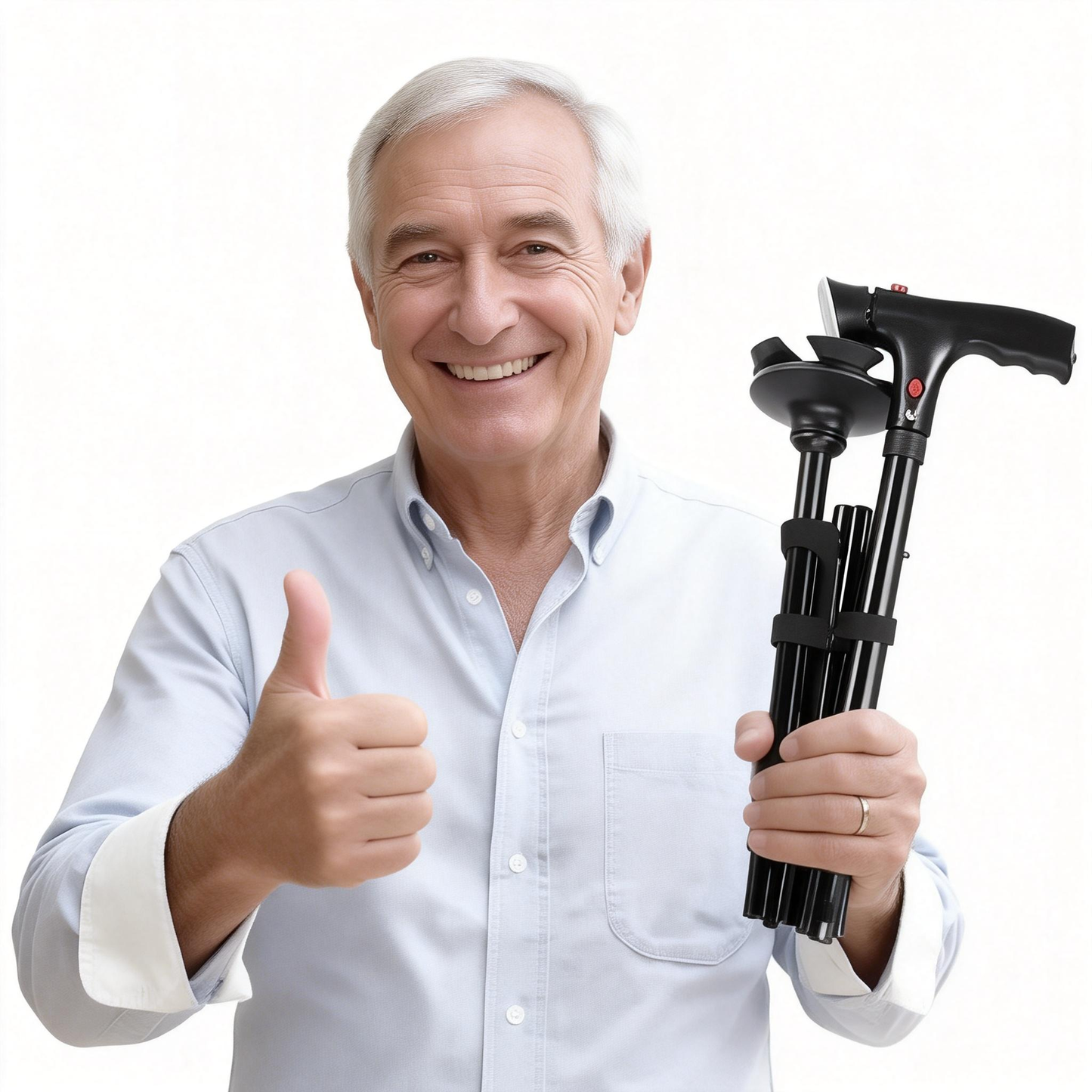 Multifunctional foldable walking stick made of stainless steel, specially designed for seniors aged 70 and above!