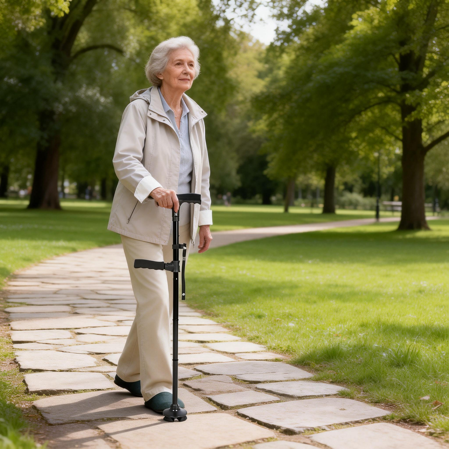 Multifunctional foldable walking stick made of stainless steel, specially designed for seniors aged 70 and above!
