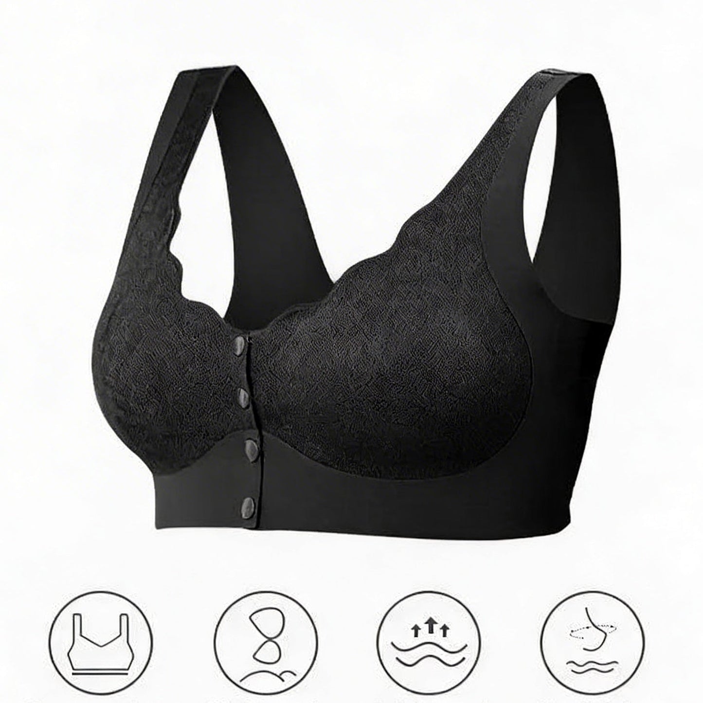 Comfortable Front Closure Bra for Mature Women – Wire-Free, Soft Support Sports Bra