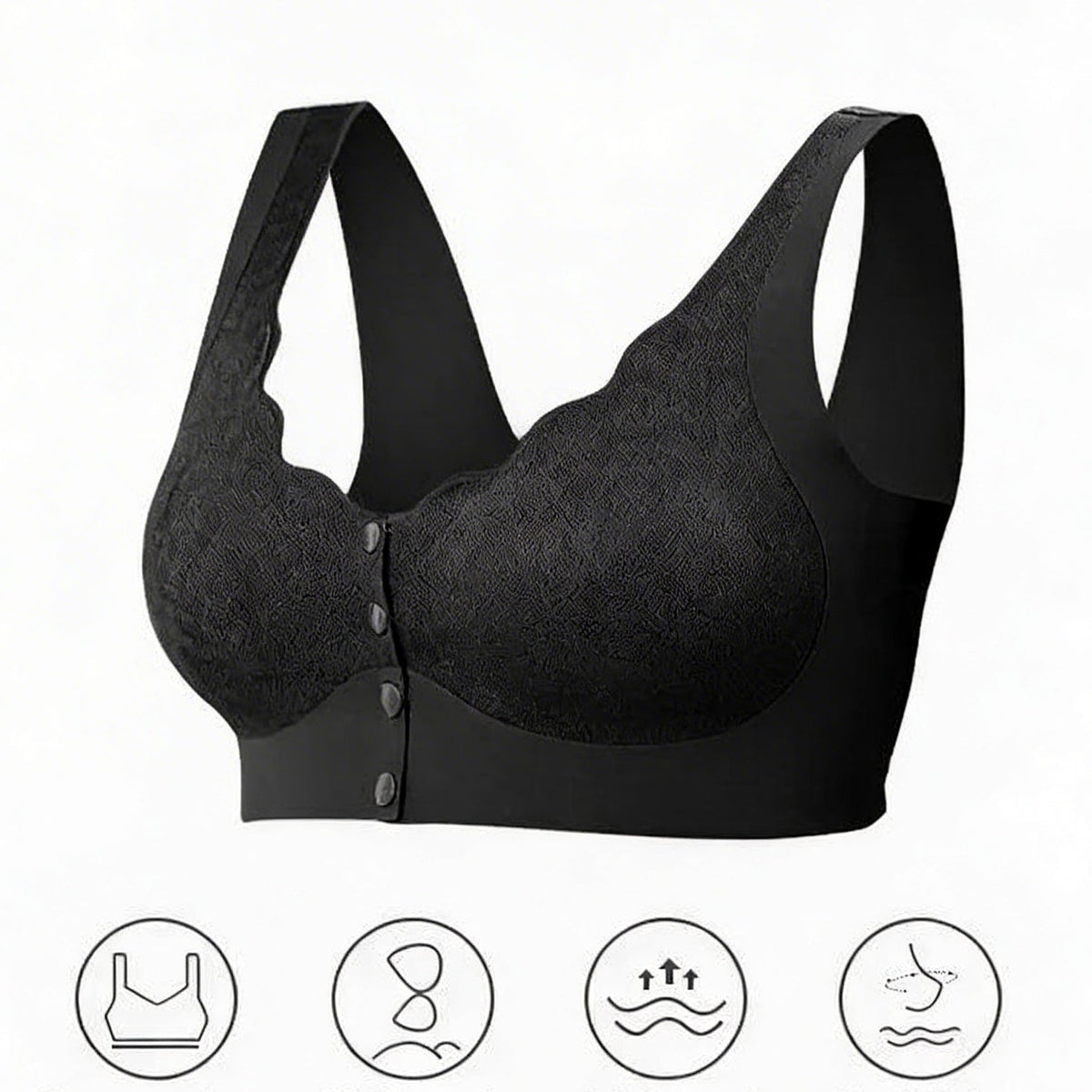 Comfortable Front Closure Bra for Mature Women – Wire-Free, Soft Support Sports Bra