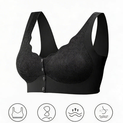 Comfortable Front Closure Bra for Mature Women – Wire-Free, Soft Support Sports Bra
