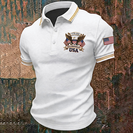 👕 2026 America 250th Anniversary Eagle Polo Shirt – Comfortable Breathable Summer Polo for Men 🇺🇸