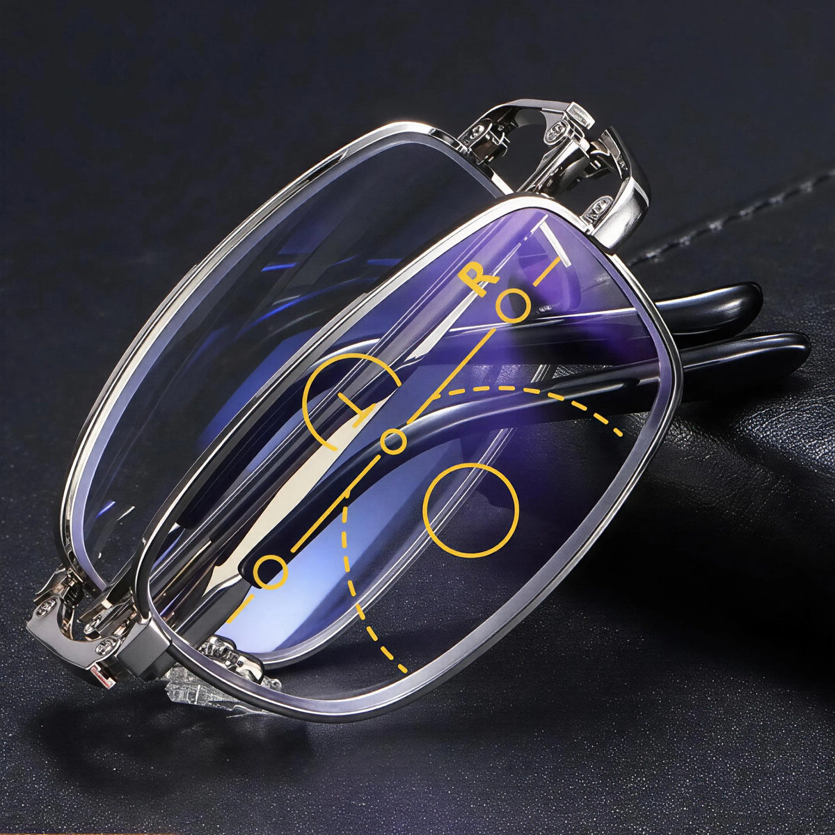 Men’s Multifocal Folding Reading Glasses with Blue Light Protection – Clear Vision for Near and Far ✨