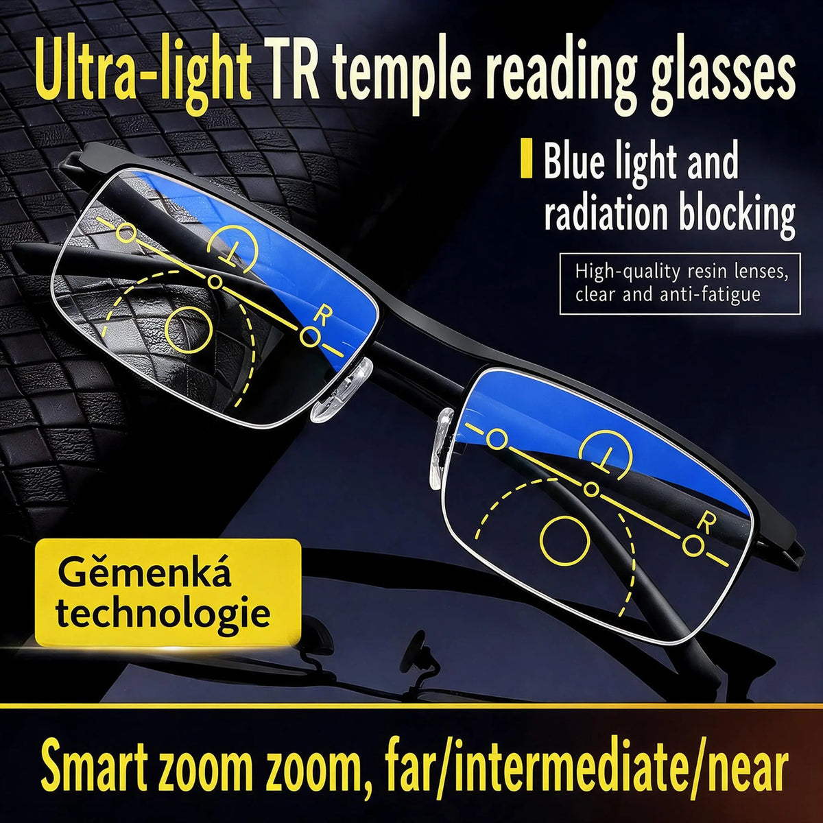 Men’s Multifocal Folding Reading Glasses with Blue Light Protection – Clear Vision for Near and Far ✨