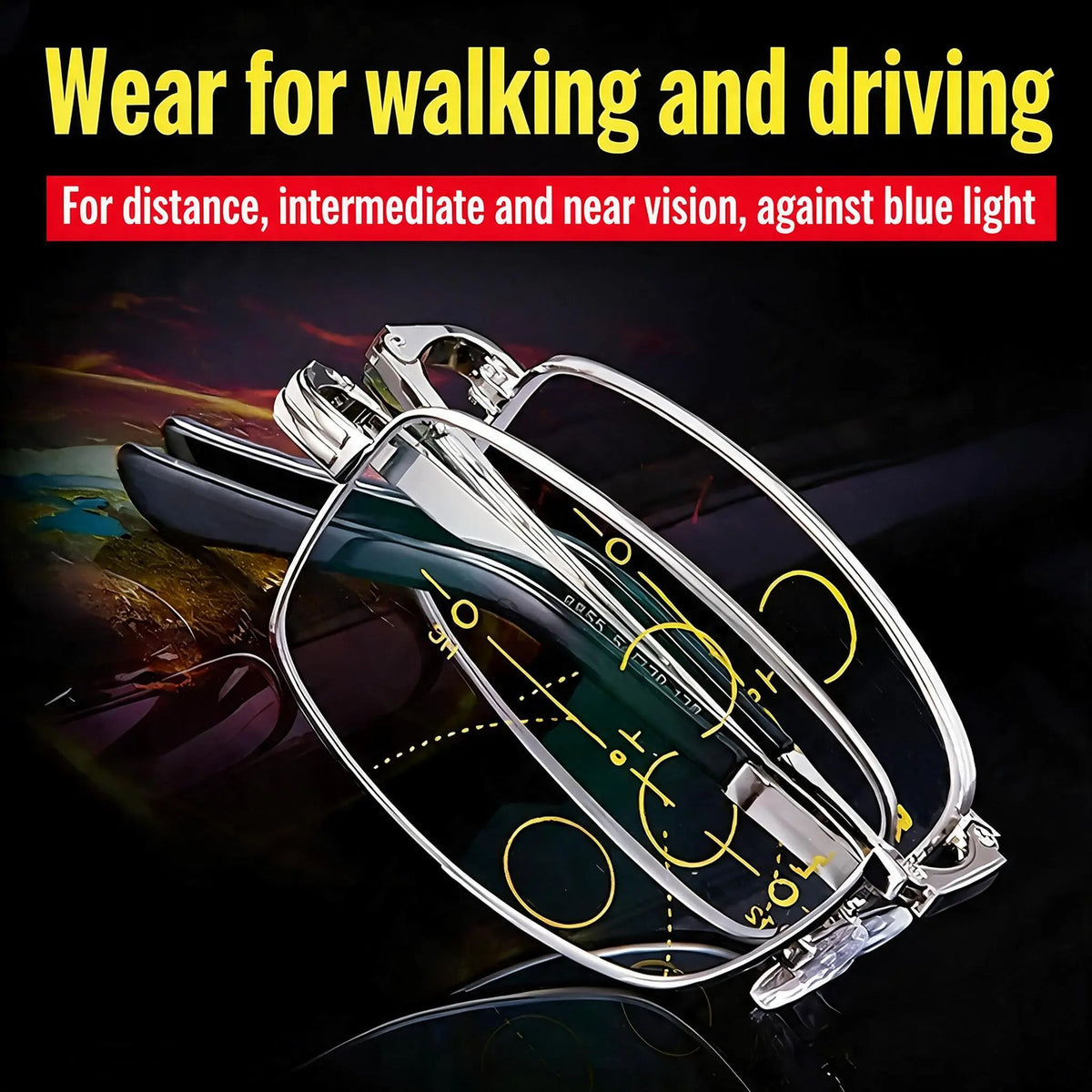 Men’s Multifocal Folding Reading Glasses with Blue Light Protection – Clear Vision for Near and Far ✨